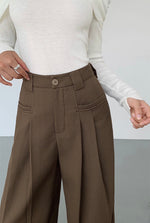 Load image into Gallery viewer, Woven Wide Leg Trousers in Brown
