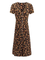 Load image into Gallery viewer, Floral Button Sleeve Maxi Dress in Black/Multi
