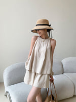 Load image into Gallery viewer, Cotton Linen Top + Shorts Set in Beige

