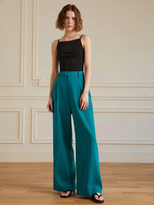 High Waist Wide Leg Hook Trousers in Blue