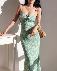 Sage Floral Maxi Dress in Green