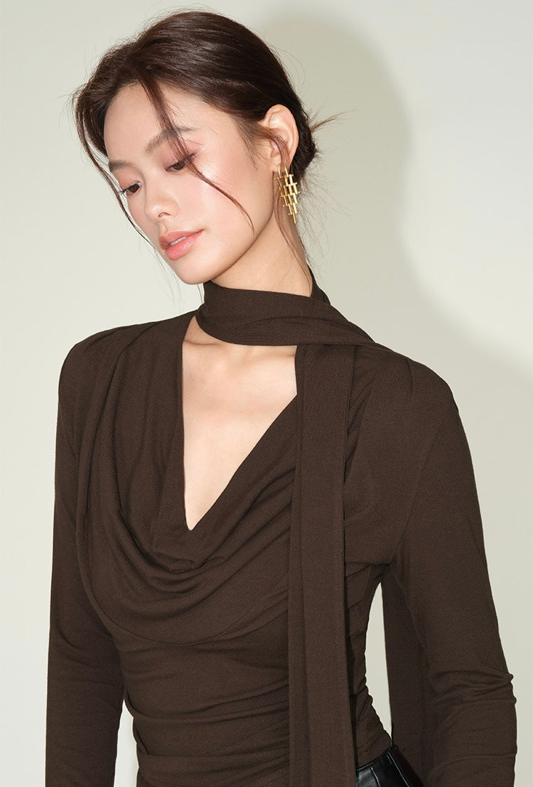 Drape Neck Tie Top [2 Colours]