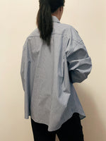 Load image into Gallery viewer, Korean Oversized Striped Pocket Shirt in Blue

