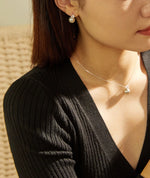 Load image into Gallery viewer, Diamante Grey Pearl Stud Earrings
