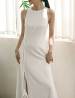 Load image into Gallery viewer, Slit Waist Tie Gown in White
