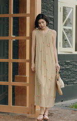 Load image into Gallery viewer, Floral Sleeveless Tent Dress in Beige
