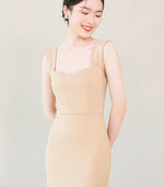 Load image into Gallery viewer, Stretch Sleeveless Shift Dress in Latte
