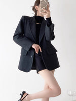 Load image into Gallery viewer, Oversized Thick Wool Blazer in Grey Black
