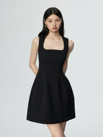 Load image into Gallery viewer, Curve Neckline Tulip Dress in Black
