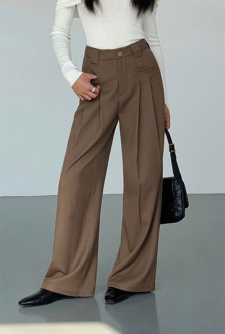 Woven Wide Leg Trousers in Brown