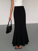 Load image into Gallery viewer, Bias Cut Knit Maxi Skirt in Black
