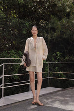 Load image into Gallery viewer, Tencel Blend Shirt // Shorts Set in Beige
