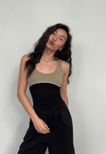 Load image into Gallery viewer, Duo Line Tank Top in Khaki/Black
