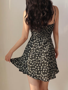 Ebony Floral Mini Dress in Black