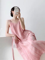 Load image into Gallery viewer, 2-Way Knot Crinkle Dress in Pink
