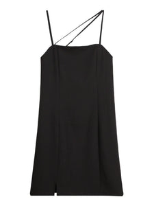 Asymmetric Cami Mini Dress in Black