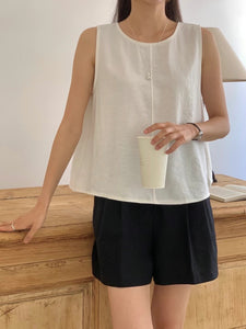 Korean Linen Sleeveless Top [2 Colours]