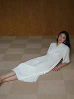 Load image into Gallery viewer, Mandarin Knot Shift Dress in Cream
