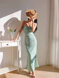 Sage Floral Maxi Dress in Green