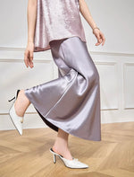 Load image into Gallery viewer, Satin Bow Top // Bias Cut Skirt in Purple
