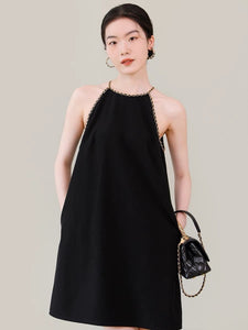 Chain Tent Mid Pocket Dress in Black