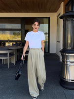 Load image into Gallery viewer, Classic Wide Leg Hook Trousers in Sage
