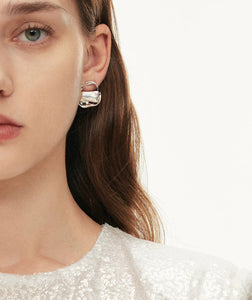 Abstract Block Pearl Earrings