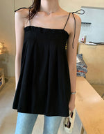 Load image into Gallery viewer, Pleated Tie Long Cami Top in Black
