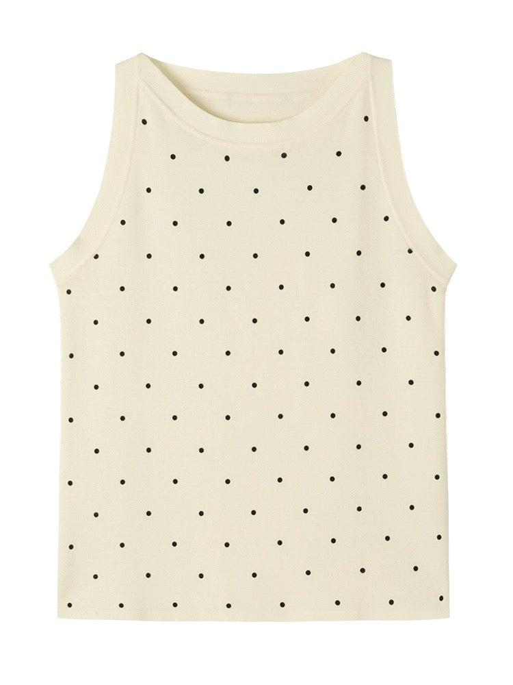 Fine Knit Polka Top in Cream