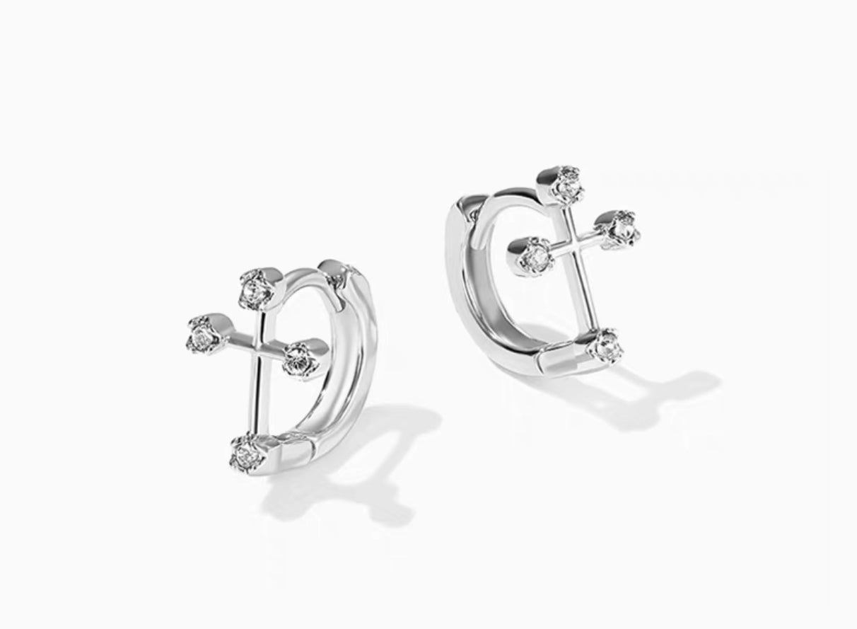 Diamante Cross Earrings