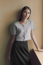 Load image into Gallery viewer, Korean Monche Alpaca Wool Short Cardigan Top in Grey
