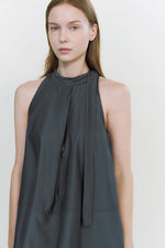 Load image into Gallery viewer, [Ready to Ship] Korean Nekeu Ribbon Tie Tent Top in Ink Grey
