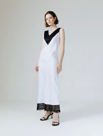 Load image into Gallery viewer, Grace Lace Silk Maxi Dress in White
