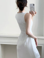 Load image into Gallery viewer, Tencel Blend Textured Mini Dress in White
