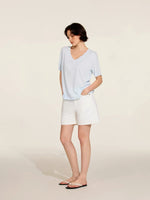 Load image into Gallery viewer, Wide Leg Denim Shorts in White
