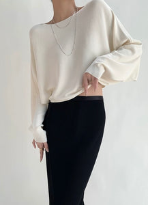 Light Knit Raglan Top in Cream