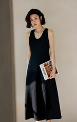 Load image into Gallery viewer, Double Slit Sleeveless Dress in Black
