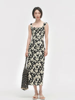 Load image into Gallery viewer, Floral Midi Shift Dress in Black
