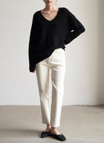 Load image into Gallery viewer, Relaxed Wool Ribbed Sweater in Black
