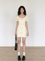 Load image into Gallery viewer, Floral Blouson Mini Dress in Yellow
