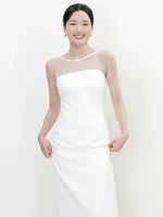 Load image into Gallery viewer, Sheer Panel Shift Gown in White
