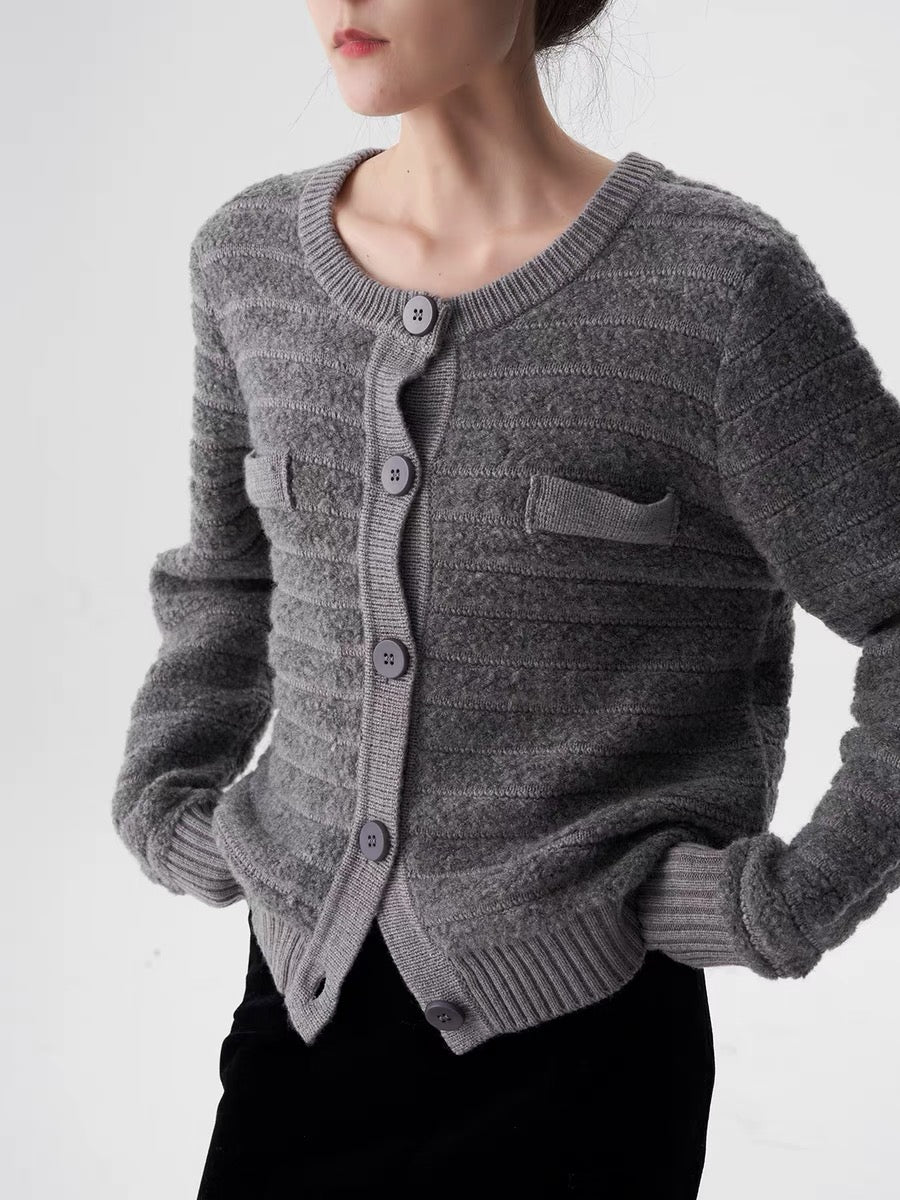 Relaxed Wool Cardigan in Grey