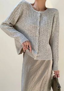 Light Woolly Cardigan in Griege