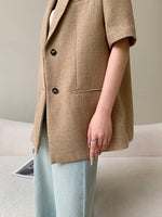 Load image into Gallery viewer, Tailored Short Sleeve Blazer in Tan
