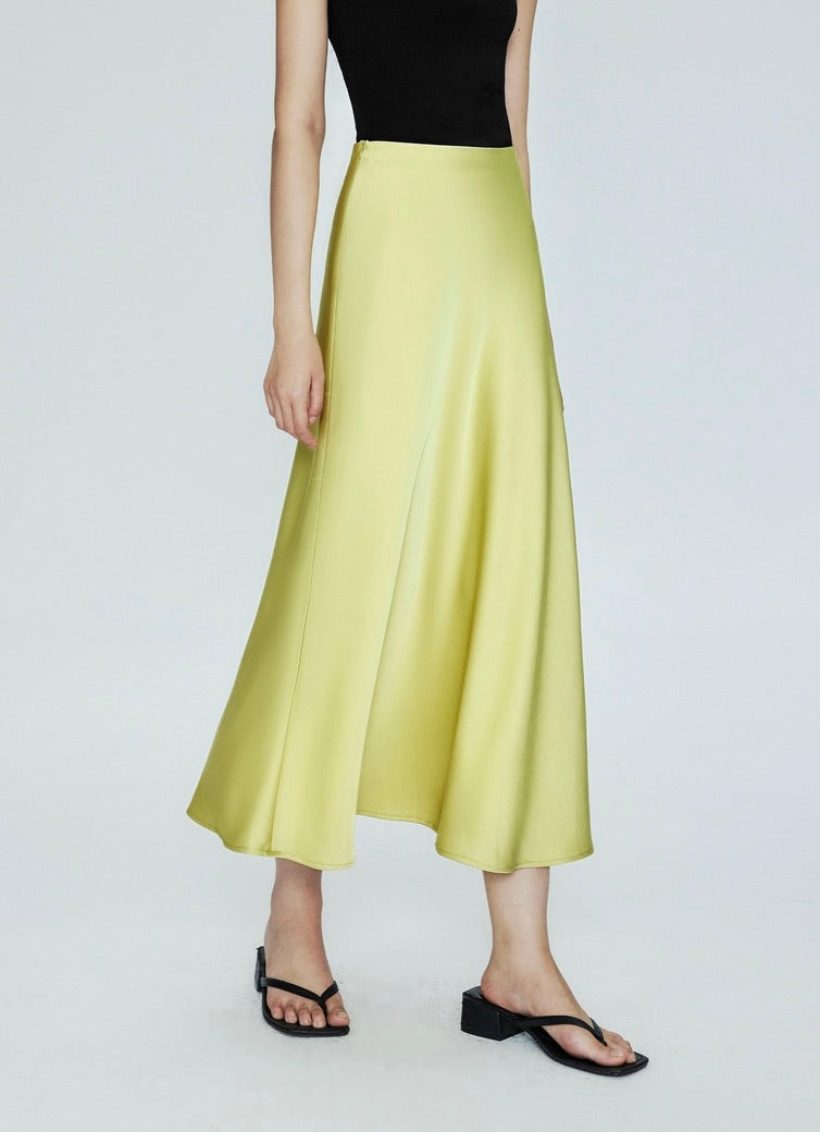 Classic Bias Cut Slip Skirt in Yellow