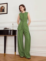 Load image into Gallery viewer, Multi Button Long Vest Top in Green
