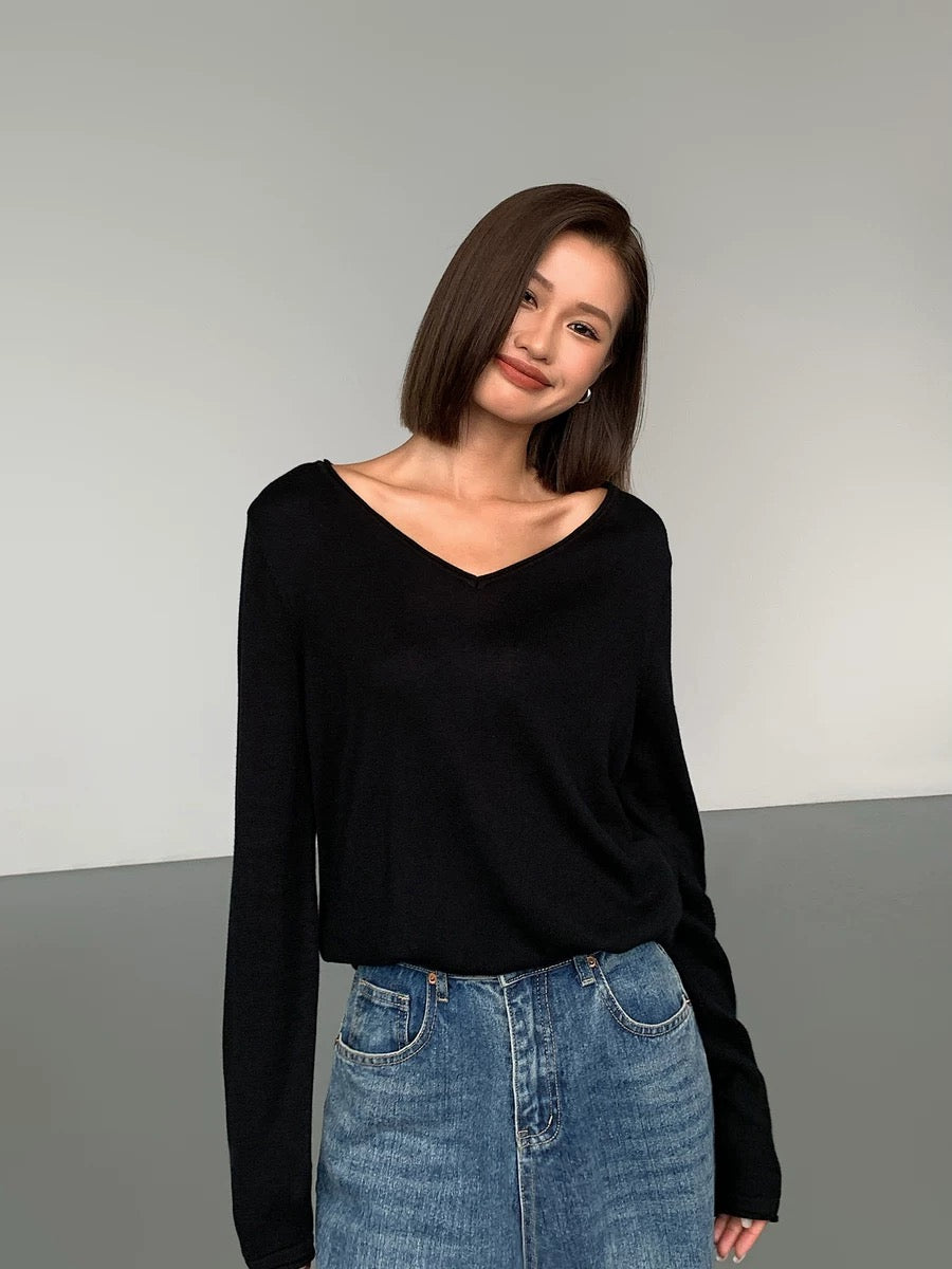 Light Wool Knit Blend Top [2 Colours]