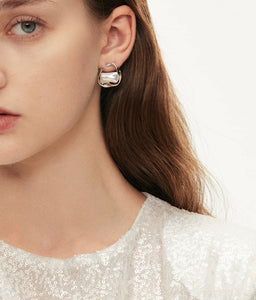Abstract Block Pearl Earrings
