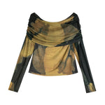 Load image into Gallery viewer, Sheer Printed Off Shoulder Top in Yellow

