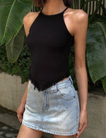 Load image into Gallery viewer, Fray Hem Cami Top in Black
